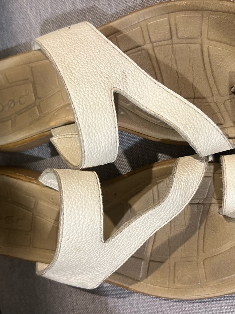 boc White Leather Slide Sandals for Women